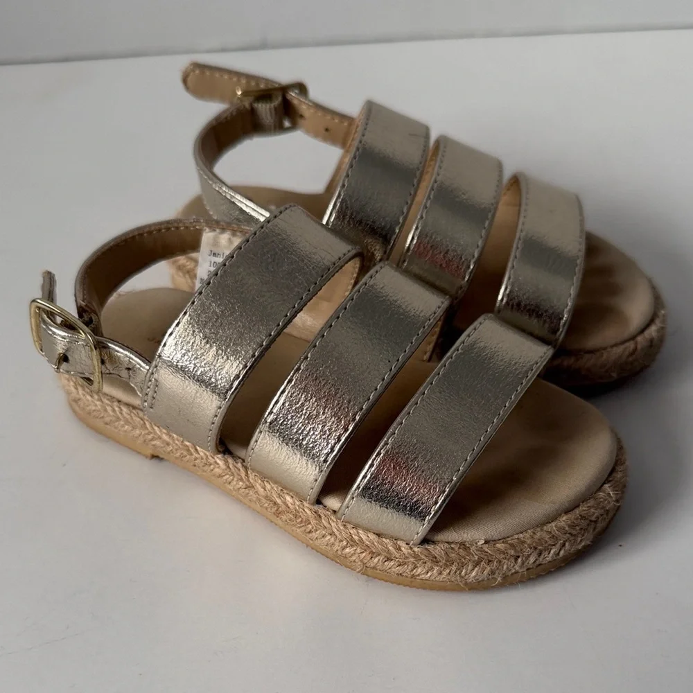 Janie and Jack Rachel Zoe toddler girls sz 6 gold sandals summer shoes VGC cute